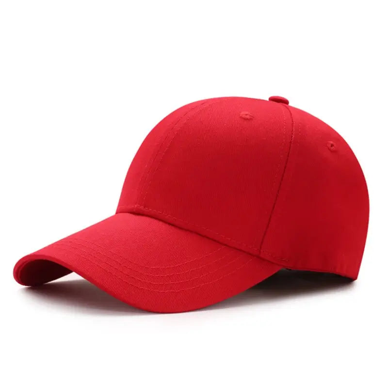 Vibrant red blank cotton baseball cap, customizable dad hat for French bulldog embroidery, bold base cap for Frenchie lovers