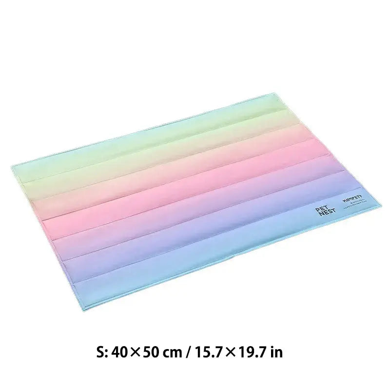 S Size 40×50cm Gradient Rainbow Cooling Mat, standard cool bed for small adult French Bulldogs