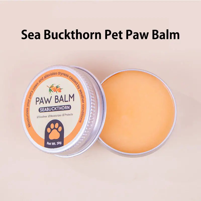Natural seabuckthorn pet paw balm tin, hydrating foot care cream for pets rough dry paws