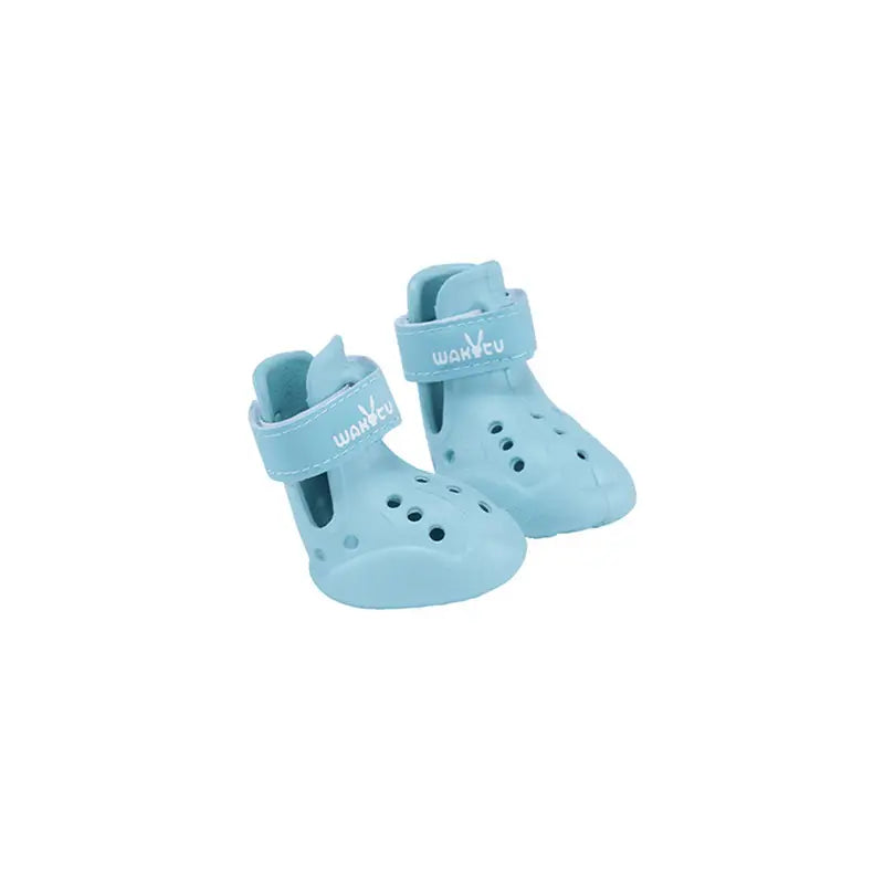 Sky Blue Hollow Breathable Crocs Style Dog Sandals, lightweight outdoor paw protect shoes for adult French Bulldogs