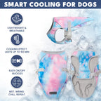Pink blue tie dye evaporative cooling dog vest with adjustable buckle, SPF50 UV protection summer coat designed for French Bulldog | Frenchie Nest