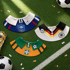 Set of 3 World Cup dog bandanas featuring France, Germany, and Brazil team crests, soccer-themed pet bibs for game day.