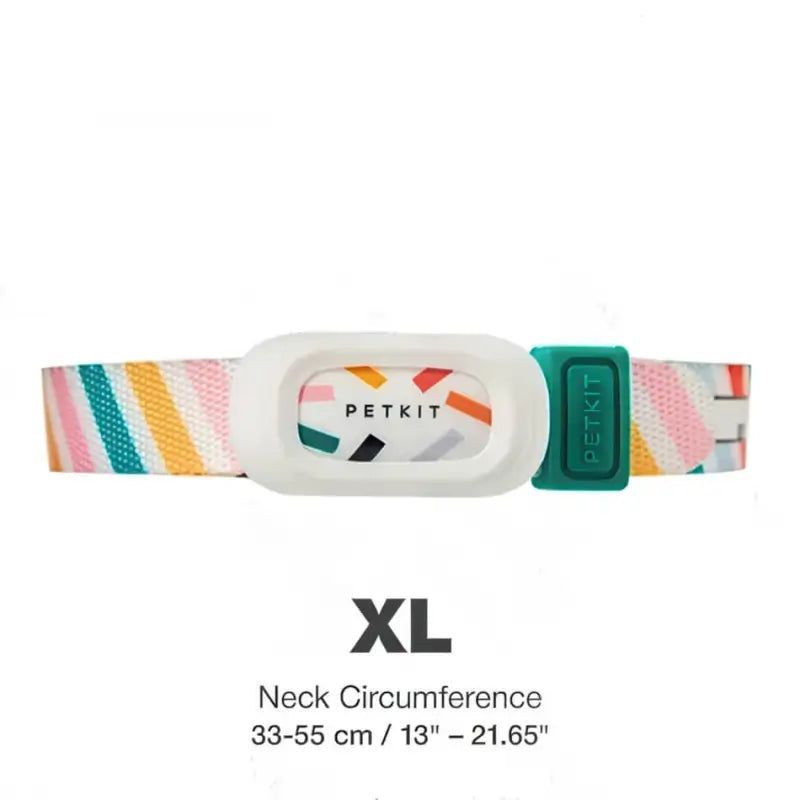 XL Size 33-55cm PETKIT Smart Activity Tracker Collar, adjustable colorful striped nylon wellness monitor collar for large size adult French Bulldogs & medium-large dogs