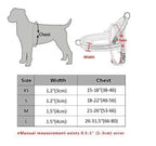 Size measurement guide chart for fleece reflective French Bulldog harness, XS/S/M/L chest size reference for accurate sizing before purchase